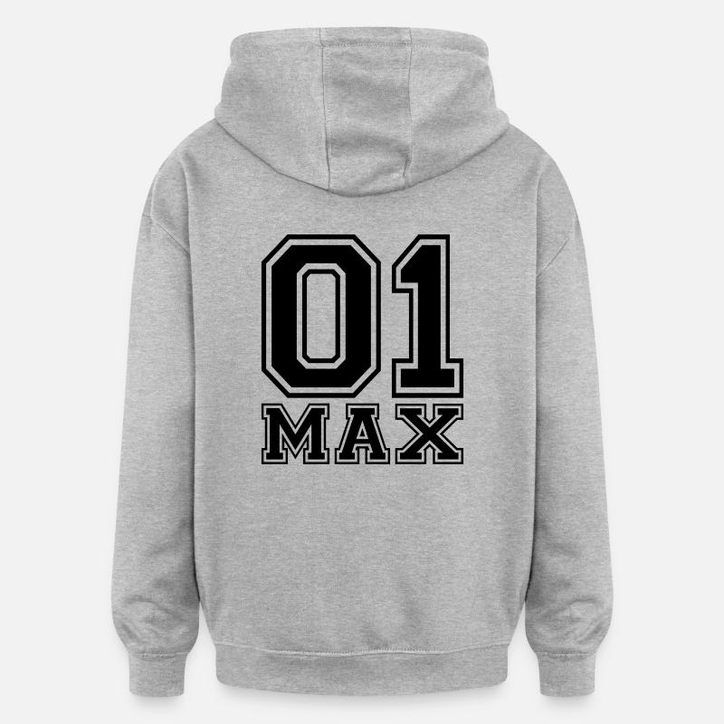 Max - Nom - Sweat à capuche oversize unisexe - gris chiné