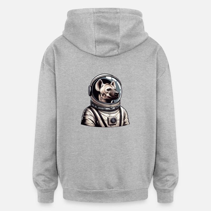 Hyène astronaute Space Pride - Sweat à capuche oversize unisexe - gris chiné