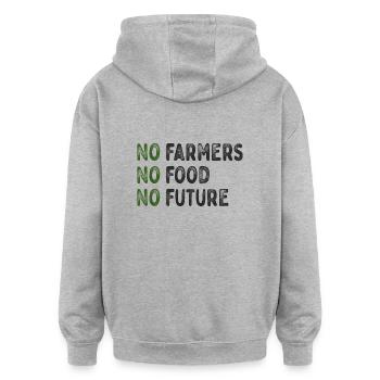 No Farmers - No Food - No Future - Bauer Landwirt - Oversized Unisex Hoodie - Grau meliert - Hinten - Noah (186cm)