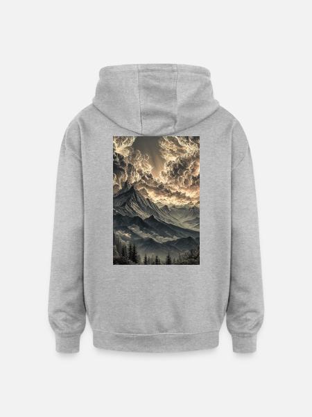 Dramatische Berglandschaft im Dämmerlicht - Oversized Unisex Hoodie - heather grey