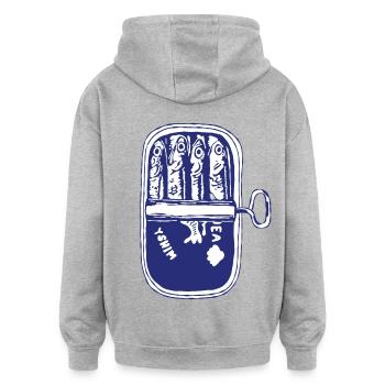 Sardines - Sweat à capuche oversize unisexe - gris chiné - Dos - Noah (186cm)