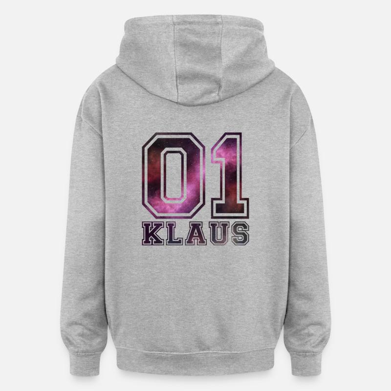 nom Klaus - Sweat à capuche oversize unisexe - gris chiné