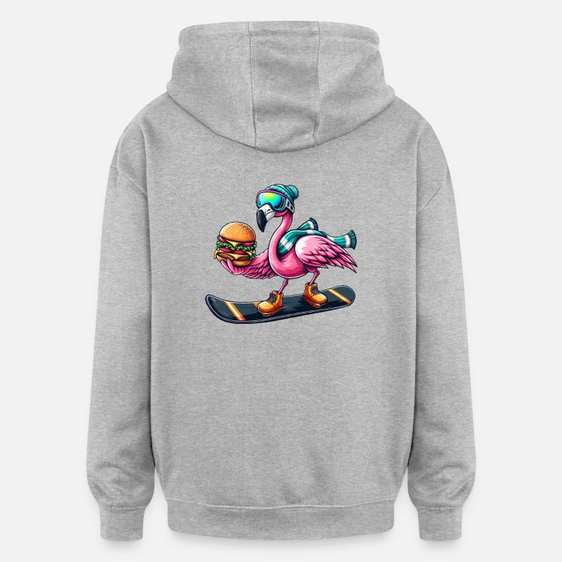 Flamingo Snowboard Hamburger Fun - Sweat à capuche oversize unisexe - gris chiné