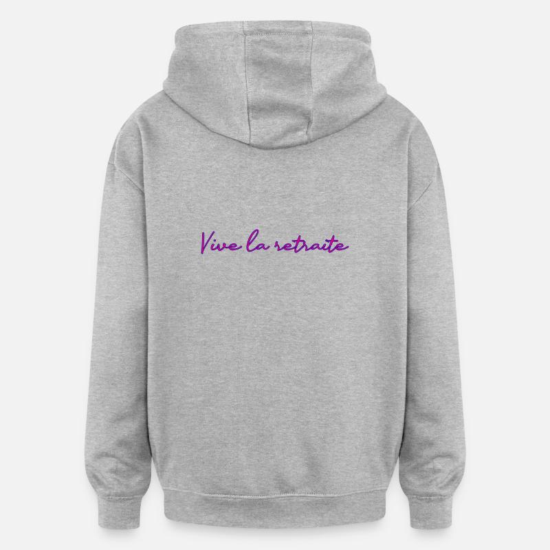 RETRAITE. RETRAITE. RETRAITEE. RETRAITE - Sweat à capuche oversize unisexe - gris chiné