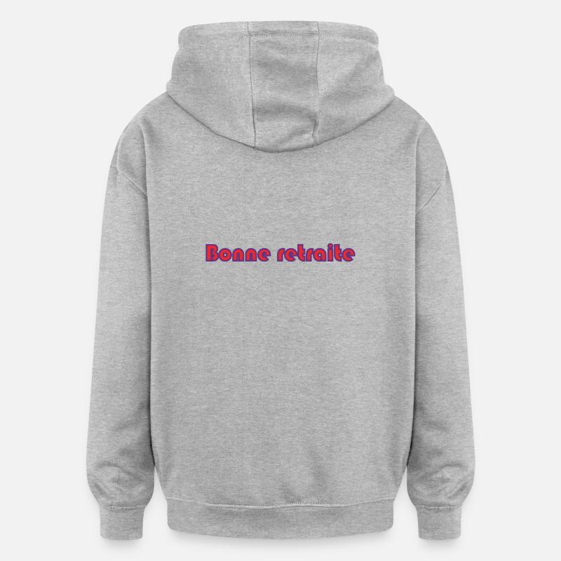 RETRAITE. RETRAITE. RETRAITEE. RETRAITE - Sweat à capuche oversize unisexe - gris chiné