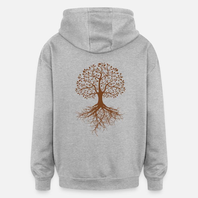 Arbre - Sweat à capuche oversize unisexe - gris chiné