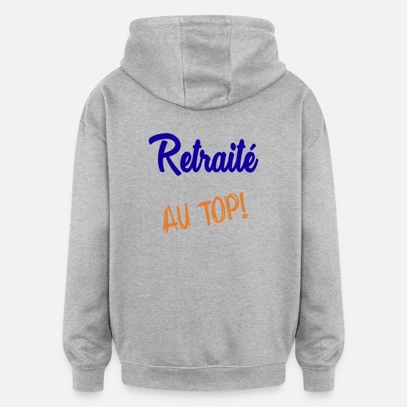 RETRAITE - Sweat à capuche oversize unisexe - gris chiné