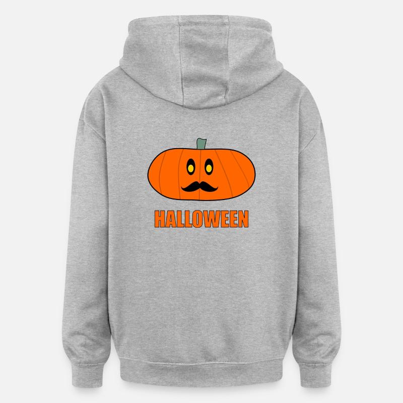 HALLOWEEN. CITROUILLE. CITROUILLE HALLOWEEN - Sweat à capuche oversize unisexe - gris chiné