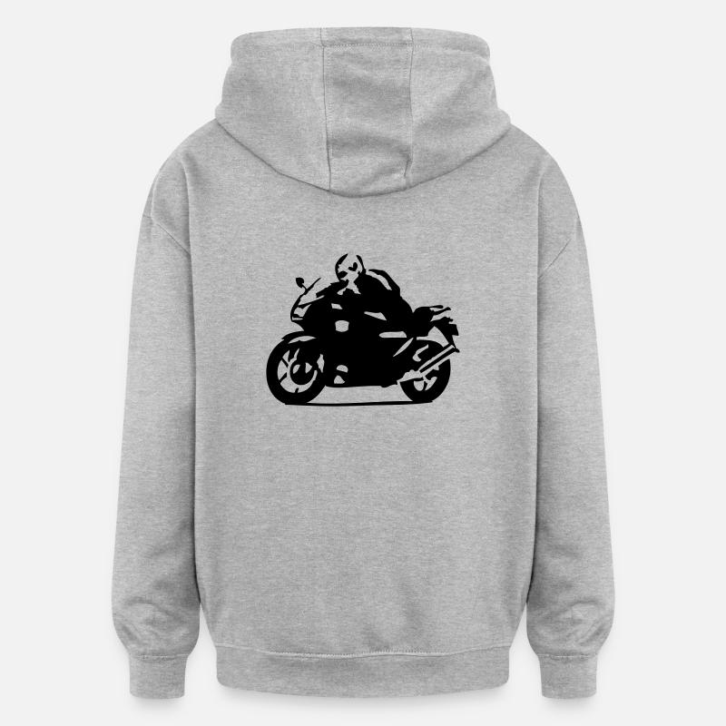 motarde - Sweat à capuche oversize unisexe - gris chiné