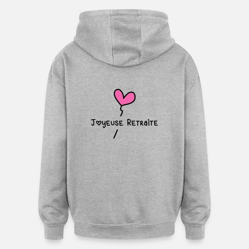 RETRAITE - Sweat à capuche oversize unisexe - gris chiné