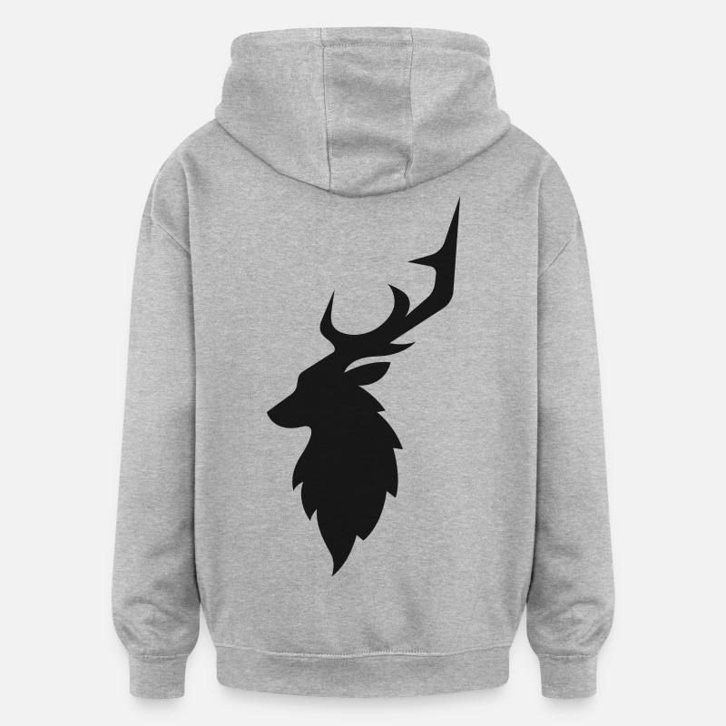 Cerf noir - Sweat à capuche oversize unisexe - gris chiné