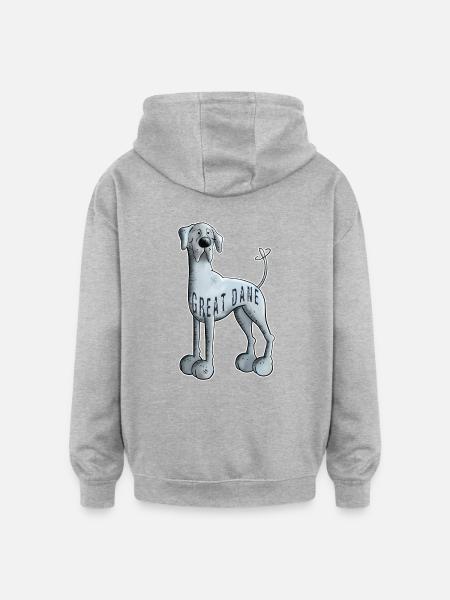 Süße Deutsche Dogge - Oversized Unisex Hoodie - Grau meliert
