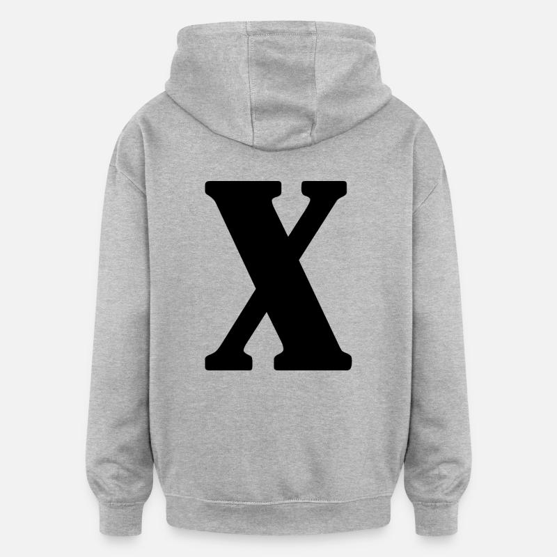 X - Sweat à capuche oversize unisexe - gris chiné