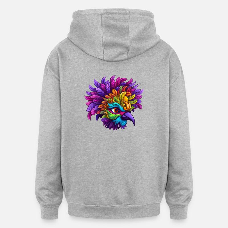 Flamant rose Mardi Gras Masque - Sweat à capuche oversize unisexe - gris chiné