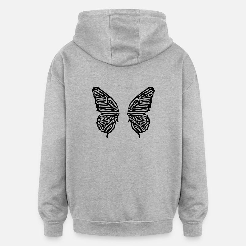 ailes papillon - Sweat à capuche oversize unisexe - gris chiné