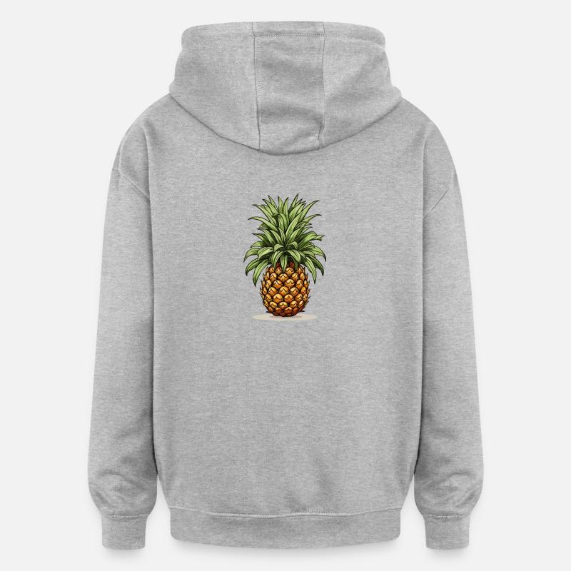 Ananas - illustration - Sweat à capuche oversize unisexe - gris chiné