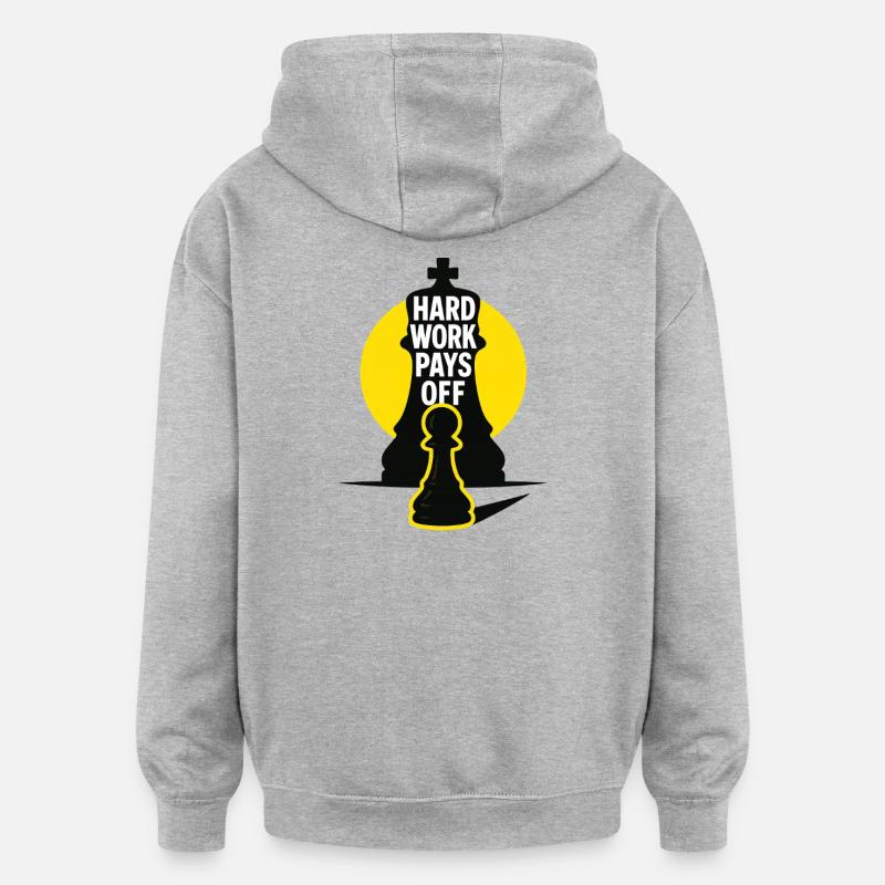 HardWorkPaysOff - Sweat à capuche oversize unisexe - gris chiné