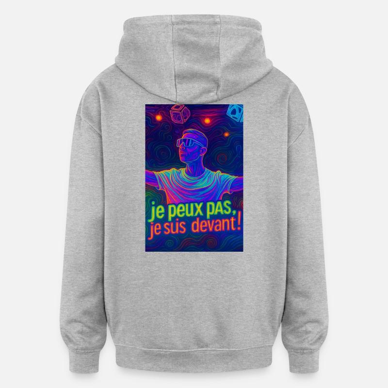 Techno - Sweat à capuche oversize unisexe - gris chiné