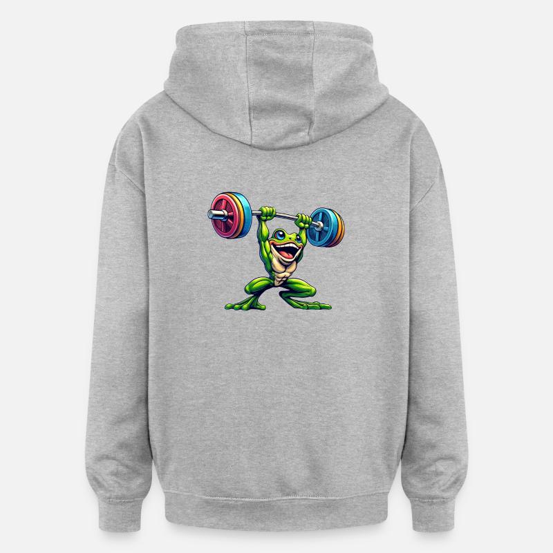 Entraînement d’haltères Frog Toad - Sweat à capuche oversize unisexe - gris chiné