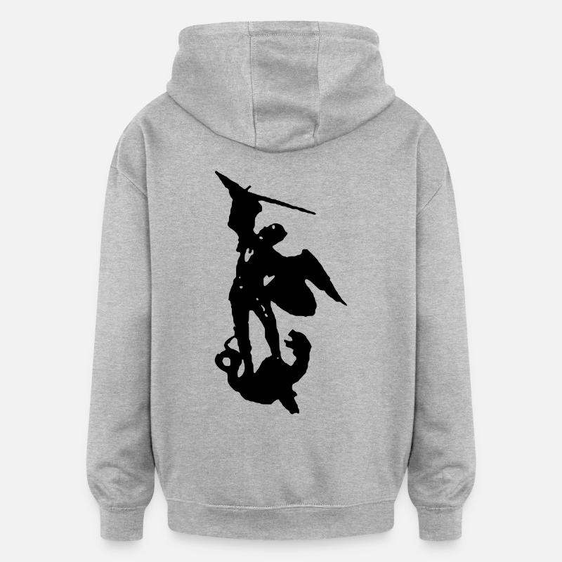 Sancte Michael - Sweat à capuche oversize unisexe - gris chiné