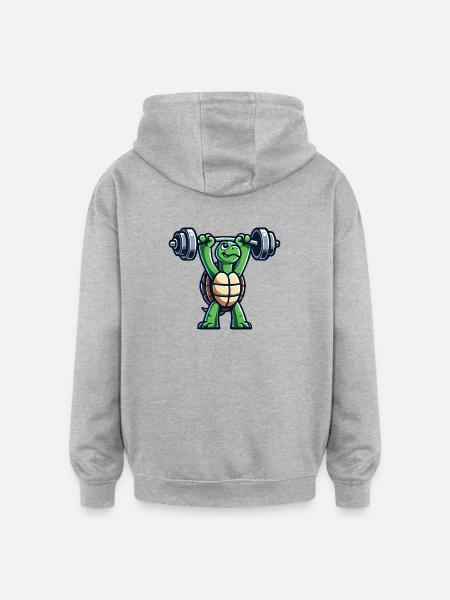 Turtle Håndvægt Fitness Træning Gym Træning - Oversize unisex hoodie - grå meleret