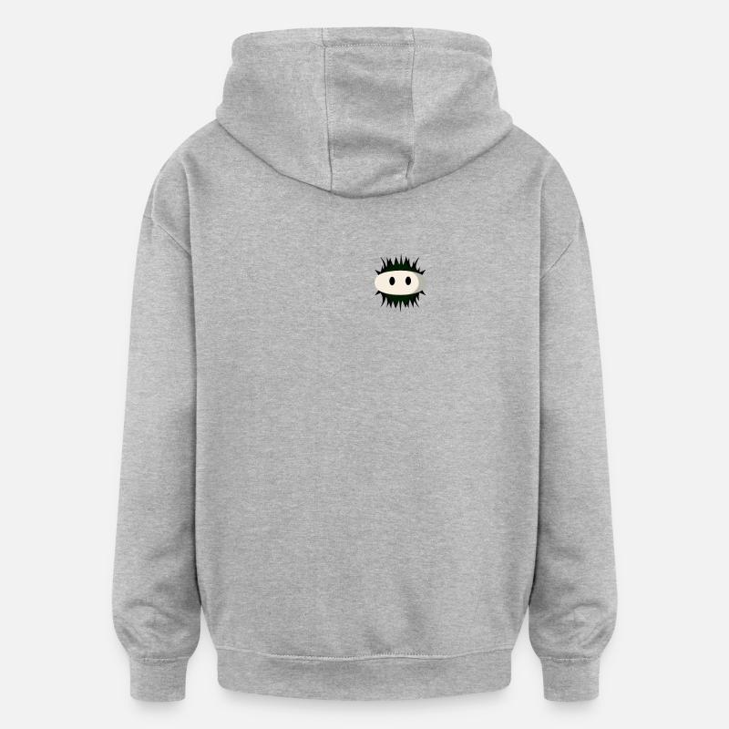 Kawaii Sea Urchin Pocket Design - Sweat à capuche oversize unisexe - gris chiné