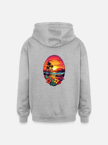 Palmer Hawaii surfing hav surfebrett design - Oversized unisex-hettegenser - gråmelert
