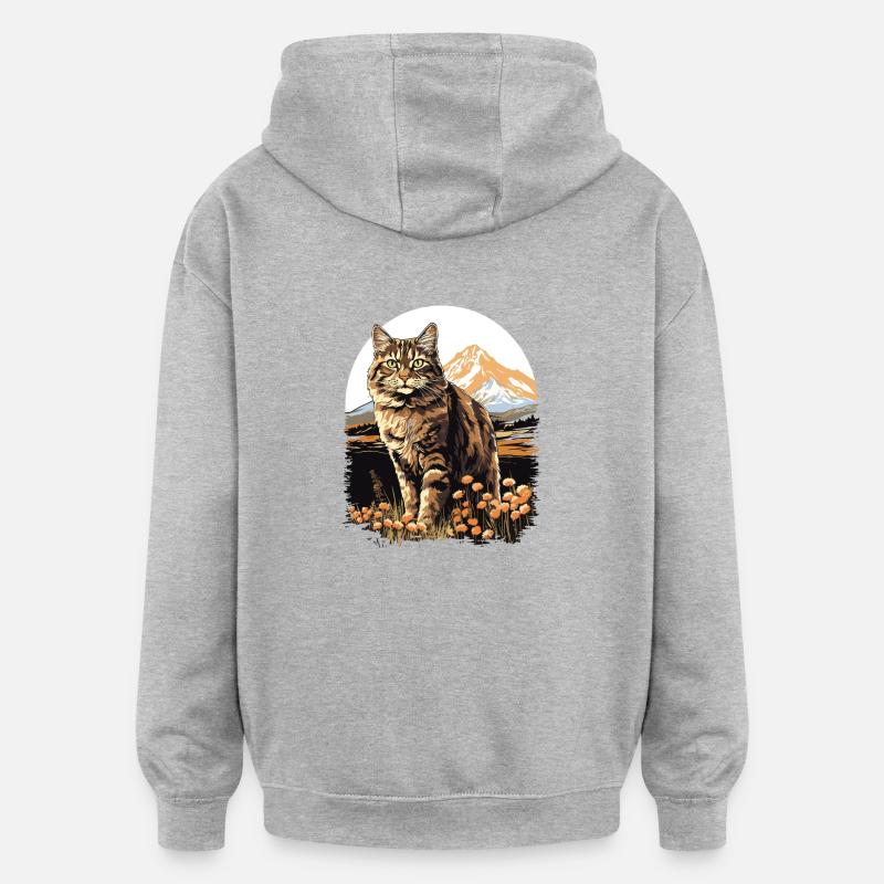 Cat Katzen American Bobtail - Oversized Unisex Hoodie - Grau meliert