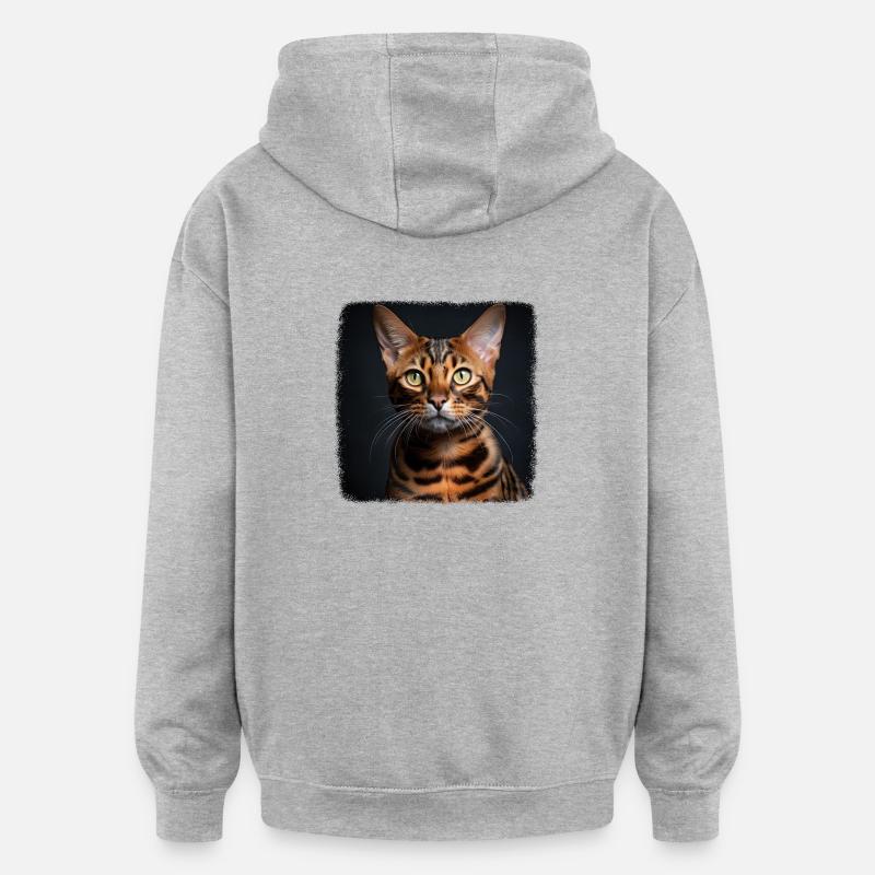 Chat du Bengale Bengalkatze - Sweat à capuche oversize unisexe - gris chiné