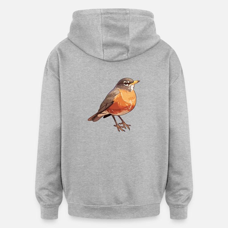 Robin Rotkehlchen - Sweat à capuche oversize unisexe - gris chiné