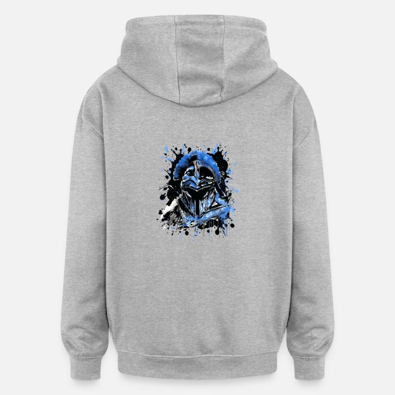 Mythologie du casque de Sparte - Sweat à capuche oversize unisexe - gris chiné