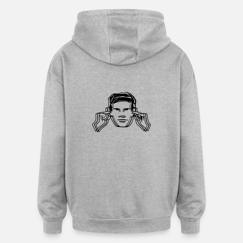 protection auditive - Sweat à capuche oversize unisexe - gris chiné