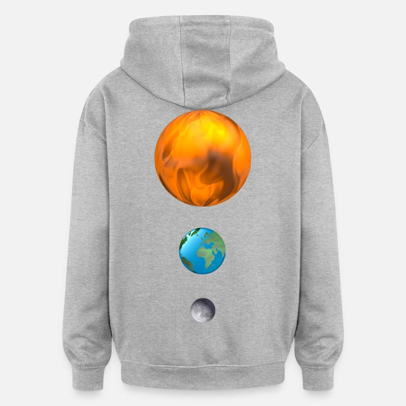 Boule De Feu, Terre, Lune, Soleil - Sweat à capuche oversize unisexe - gris chiné
