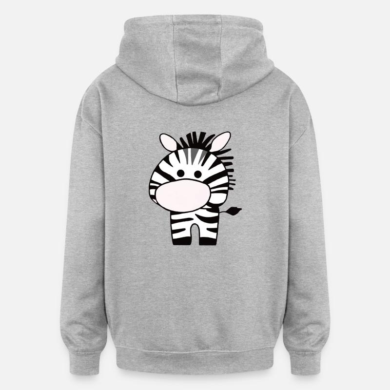 Zèbre mignon sur 2 pattes - Sweat à capuche oversize unisexe - gris chiné