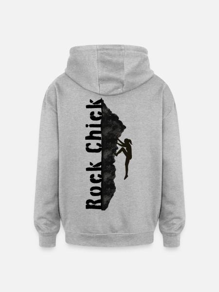 Rock Chick - Hiking, Climbing, Mountains Saying - Oversized Unisex Hoodie - heather grey