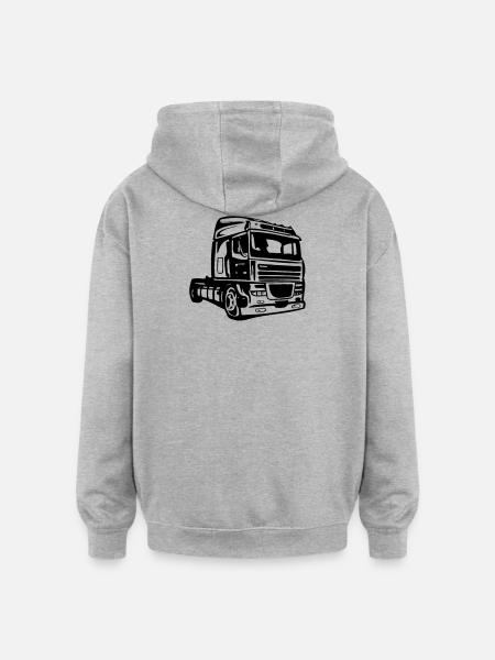 Lastebil, lastebil, langdistansesjåfør - Oversized unisex-hettegenser - gråmelert