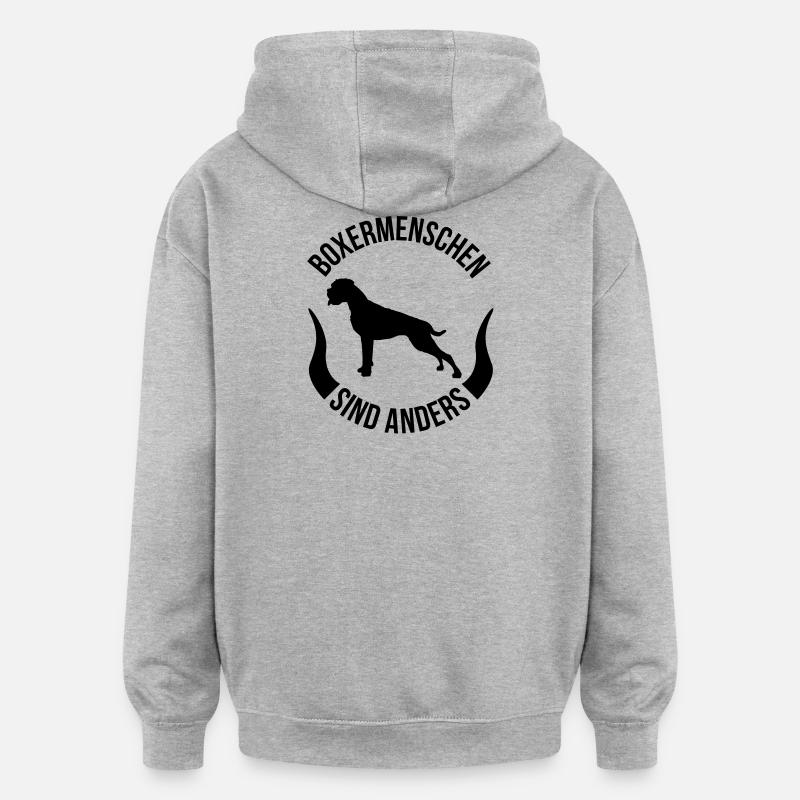 Boxermenschen sind anders - Oversized Unisex Hoodie - Grau meliert