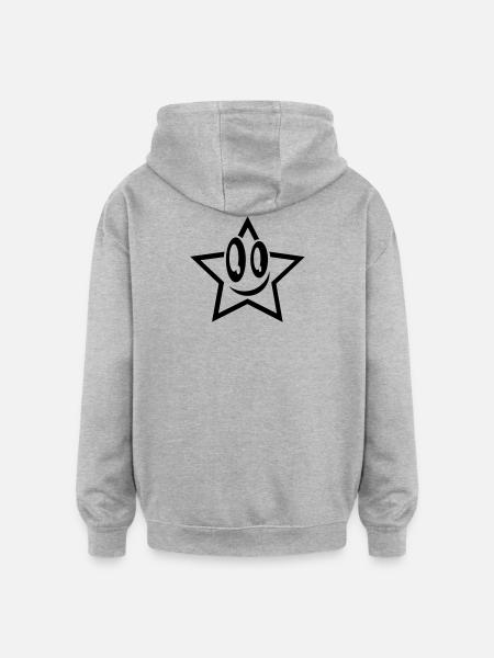 lachender stern gesicht star - Oversized Unisex Hoodie - Grau meliert