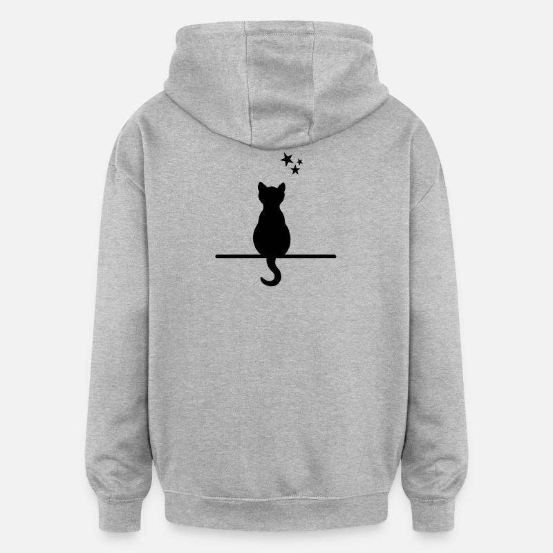 Chat de rêve - Sweat à capuche oversize unisexe - gris chiné