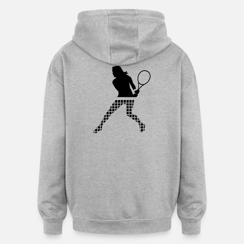 tennis_2 - Sweat à capuche oversize unisexe - gris chiné