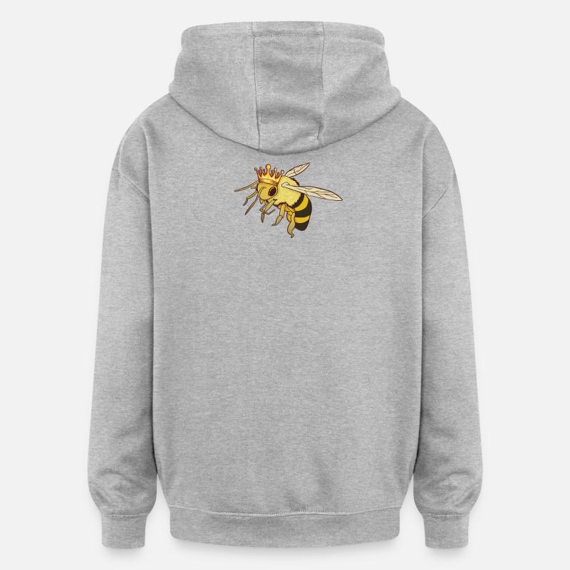 Biene - Sweat à capuche oversize unisexe - gris chiné