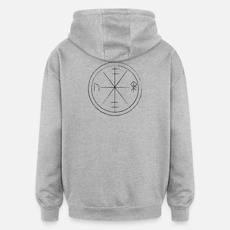 Wikinger Runen - Oversized Unisex Hoodie - Grau meliert