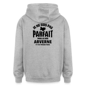 Auvergne, je suis auvergnat - Sweat à capuche oversize unisexe - gris chiné - Dos - Noah (186cm)