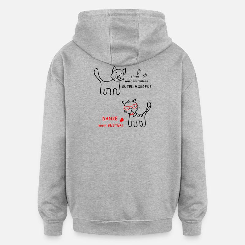Bonjour chien et chat - Sweat à capuche oversize unisexe - gris chiné