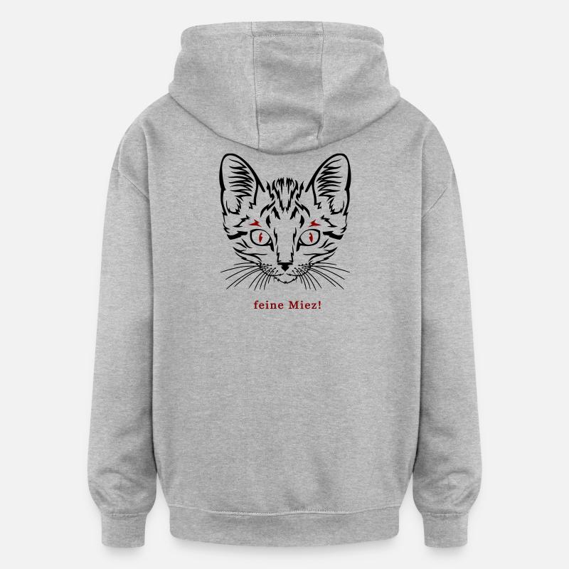 Chat, minou fin - Sweat à capuche oversize unisexe - gris chiné