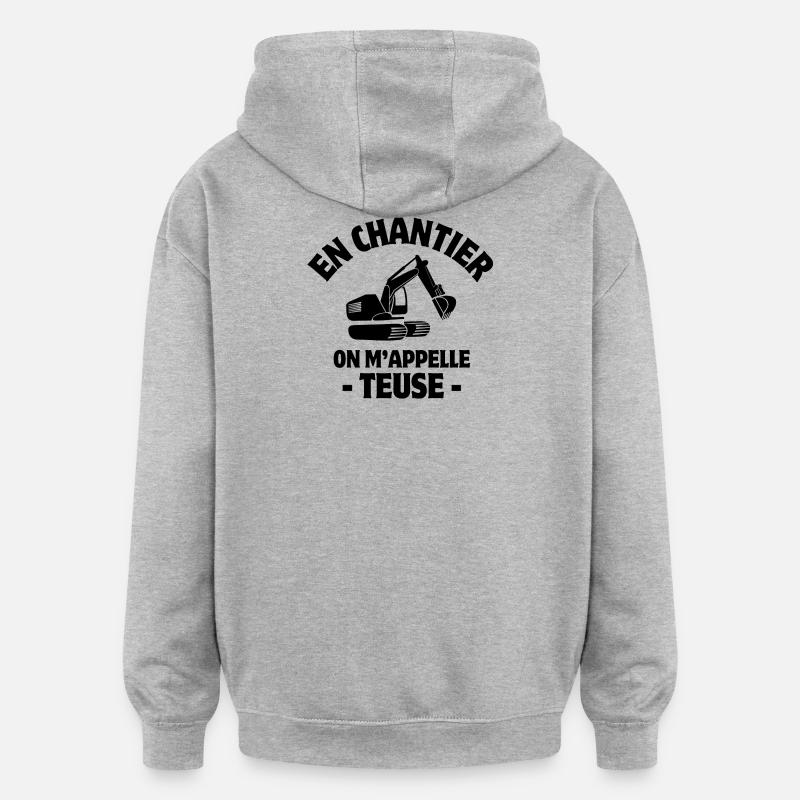 site manager, excavator, construction machine - Oversized Unisex Hoodie - heather grey