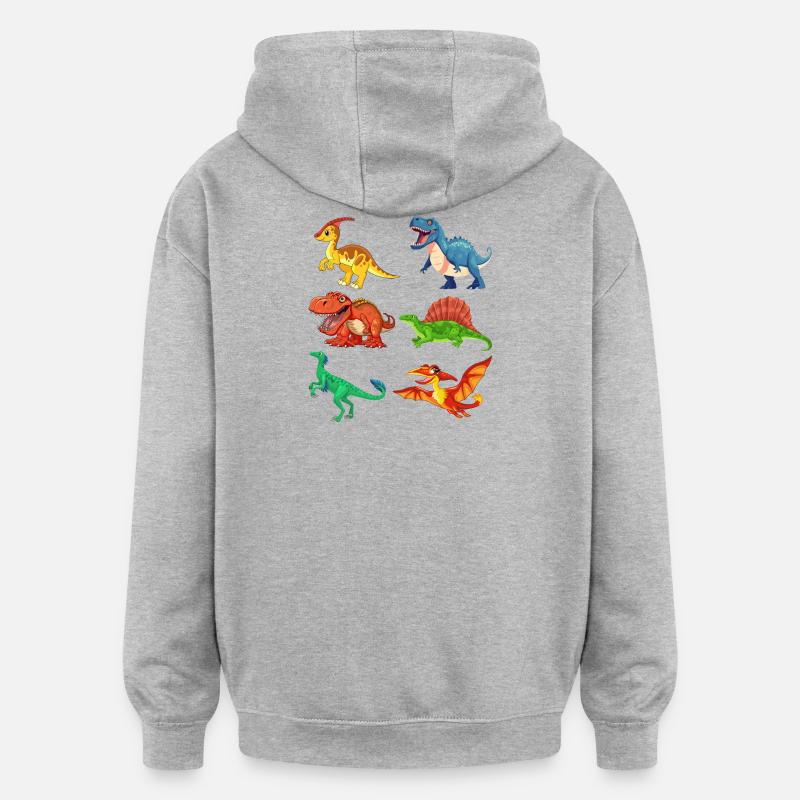 dino, dinosaure, j'aime les dinosaures - Sweat à capuche oversize unisexe - gris chiné