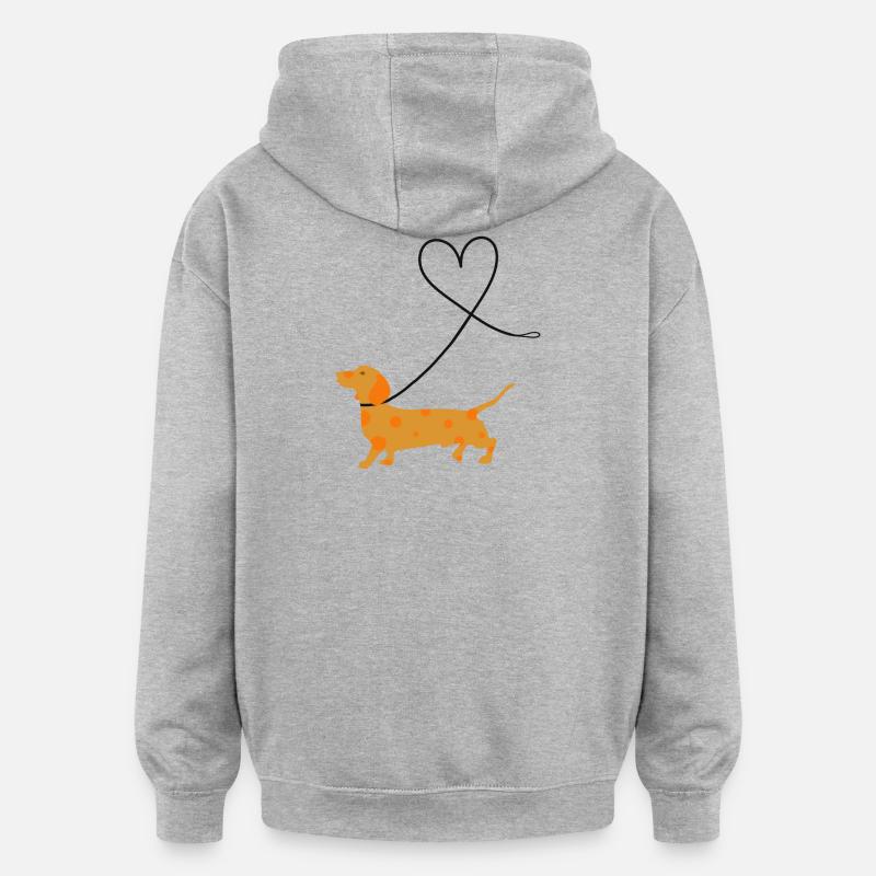 Teckel - Sweat à capuche oversize unisexe - gris chiné