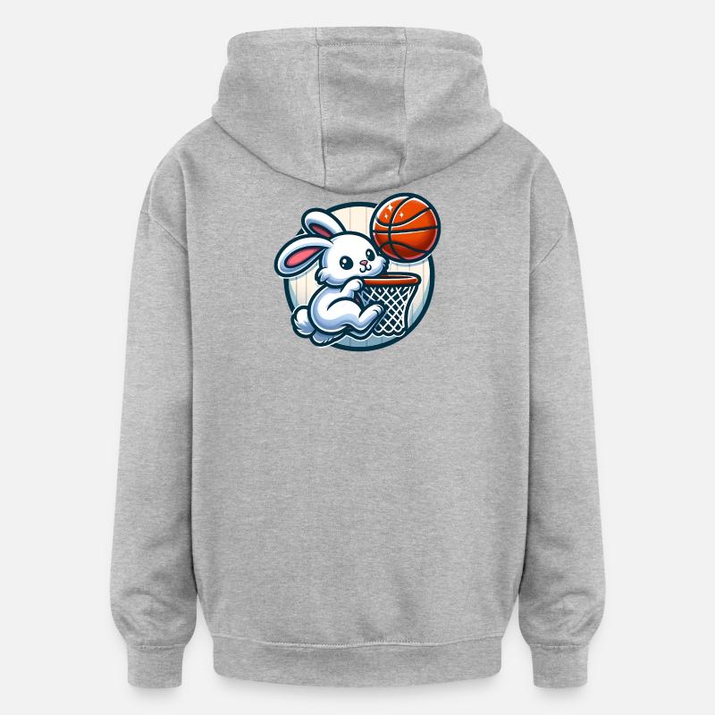 Mignon lapin chasseur de paniers - Sweat à capuche oversize unisexe - gris chiné