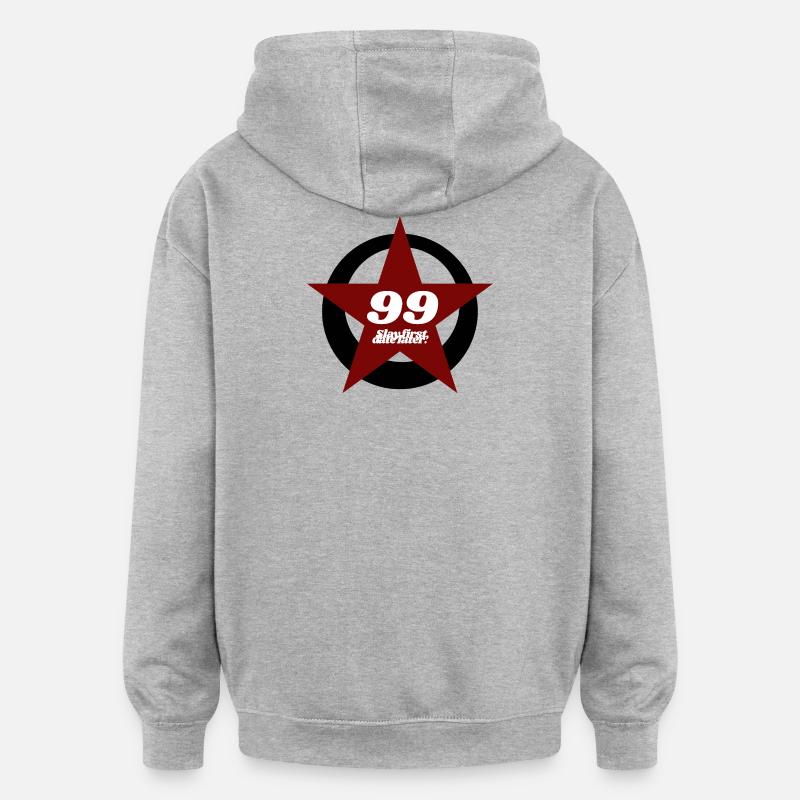 Étoile avec 99 - Sweat à capuche oversize unisexe - gris chiné